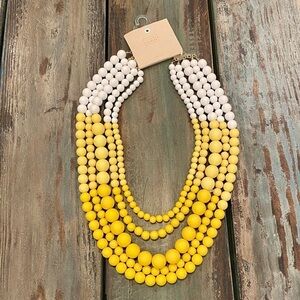 14Th & Union NWT Nordstrom Statement Beaded Necklace Yellow White Retro New